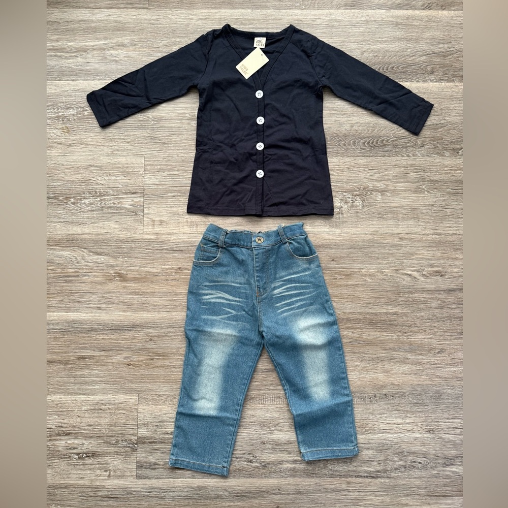 Kids Navy and Blue Jeans Set